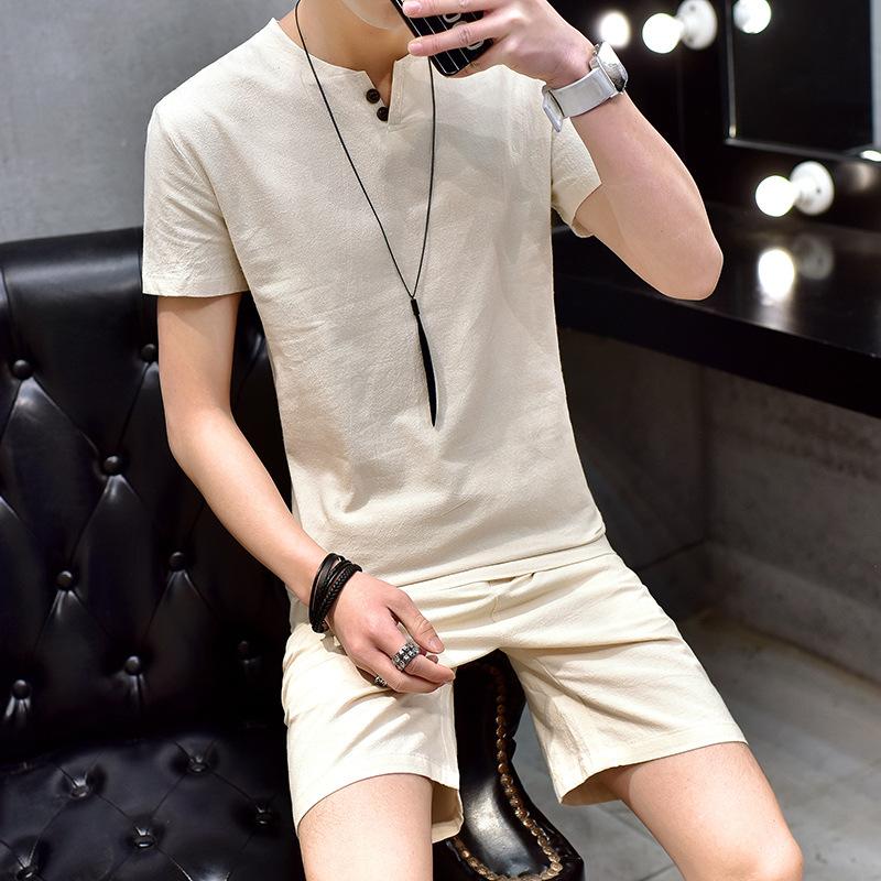 Men's Tracksuits Summer Cotton And Linen Suit Short-sleeved-shirt Large Size Casual Shorts Two-piece Men, White-t09
Men's Tracksuits Summer Cotton And Linen Suit Short-sleeved-shirt Large Size Casual Shorts Two-piece Men, White-t09