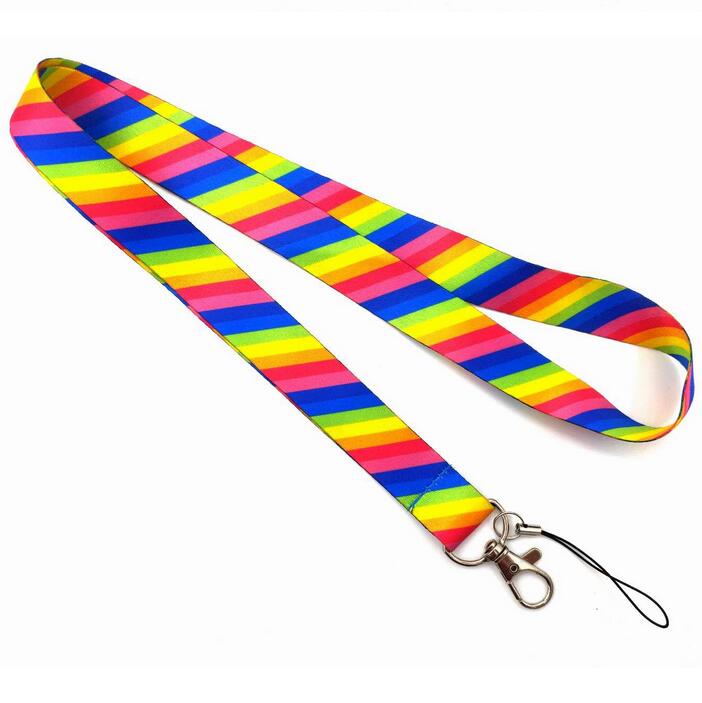Rainbow Neck Lanyard ID Badge cellphone Lanyard Keychain Polyester Mobile phone lanyards9132575