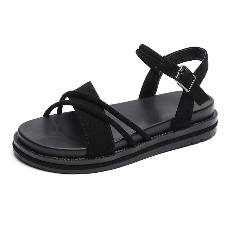 

Sandals Fashion Summer Platform Women Casual Shoes Roman Gladiator Thick Sole Sandalias Woman Ankle Buckle Beach SandalsSandals, Black