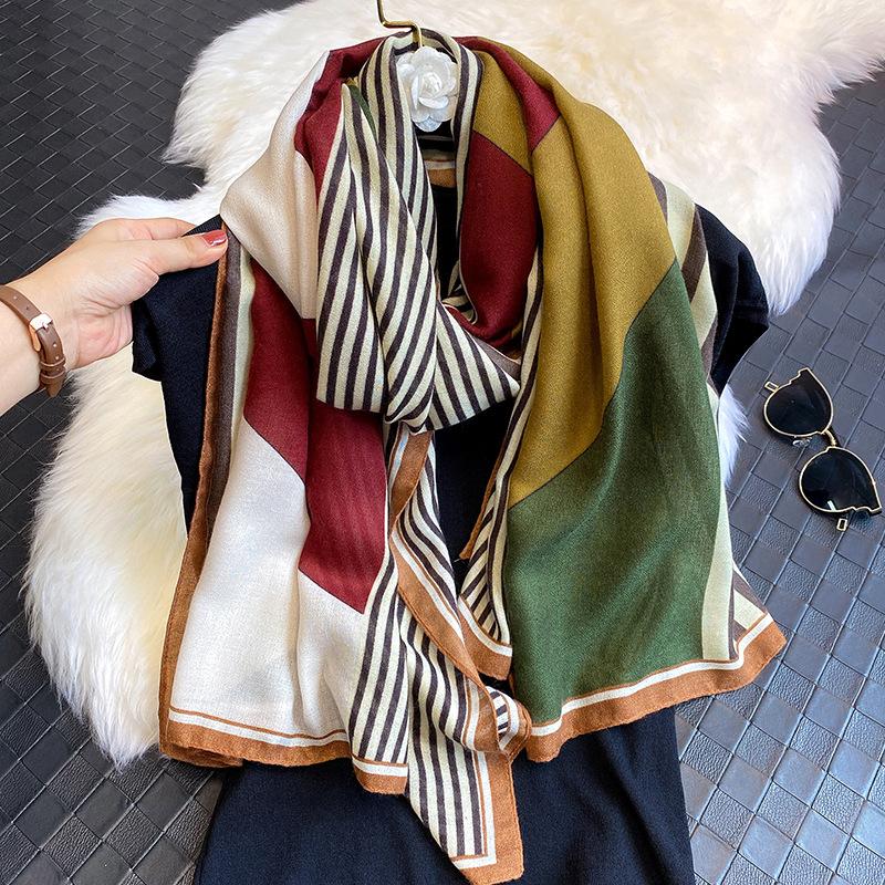 Scarves 2022 Sunscreen Silk Print Cotton And Shawls Winter Fashion Stripe Bandanna Luxury 180X90CM Beach Towel
Scarves 2022 Sunscreen Silk Print Cotton And Shawls Winter Fashion Stripe Bandanna Luxury 180X90CM Beach Towel