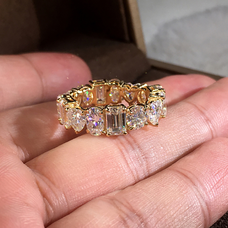 10K Au417 White Gold Women Wedding Party Engagement Ring 0.5 Caat Each Round Oval Heart Emerald Moissanites Diamond Ring Trendy