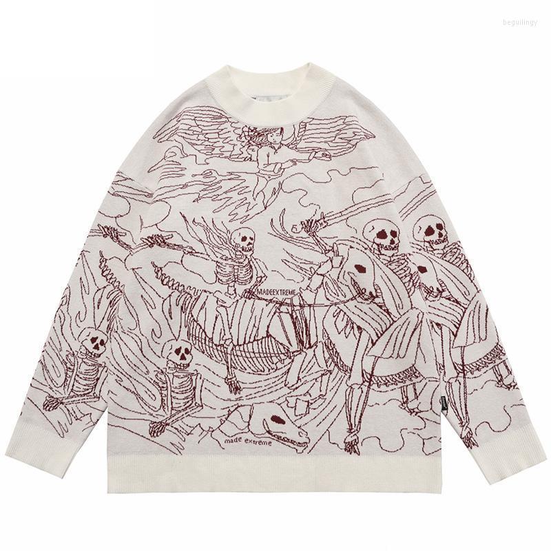 Men's Sweaters Men Hip Hop Knitted Sweater Streetwear Human Skeleton Letter Print Pullover 2022 Autumn Harajuku Cotton Casual Black Begu22, A21gm27 white 
Men's Sweaters Men Hip Hop Knitted Sweater Streetwear Human Skeleton Letter Print Pullover 2022 Autumn Harajuku Cotton Casual Black Begu22, A21gm27 white