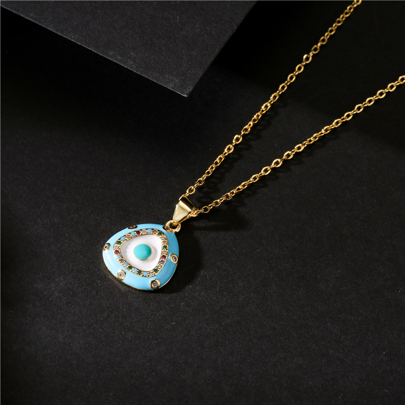 New Fashion Enameled Evil Eye Pendant Necklace Colorful Zirconia Jewelry