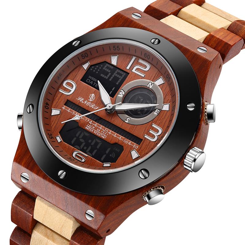 Wristwatches Real Wood Watch Men Dual Time Display Digital Wooden Wristwatch Relogio Masculino Solid Natural Male Back Light Clock, Ebony watch
Wristwatches Real Wood Watch Men Dual Time Display Digital Wooden Wristwatch Relogio Masculino Solid Natural Male Back Light Clock, Ebony watch