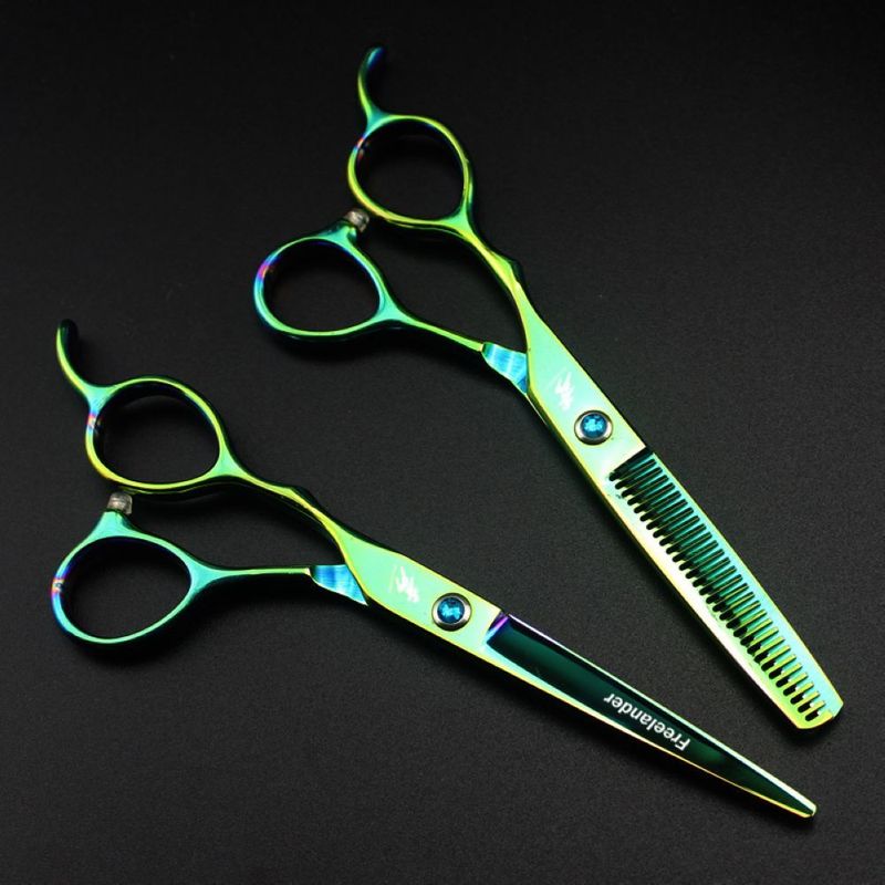 Freelander 6 inch Left Hand Hairdressing Scissors 440c Japan Steel Professional Barbershop Hair Cutting Thinning Set 220317