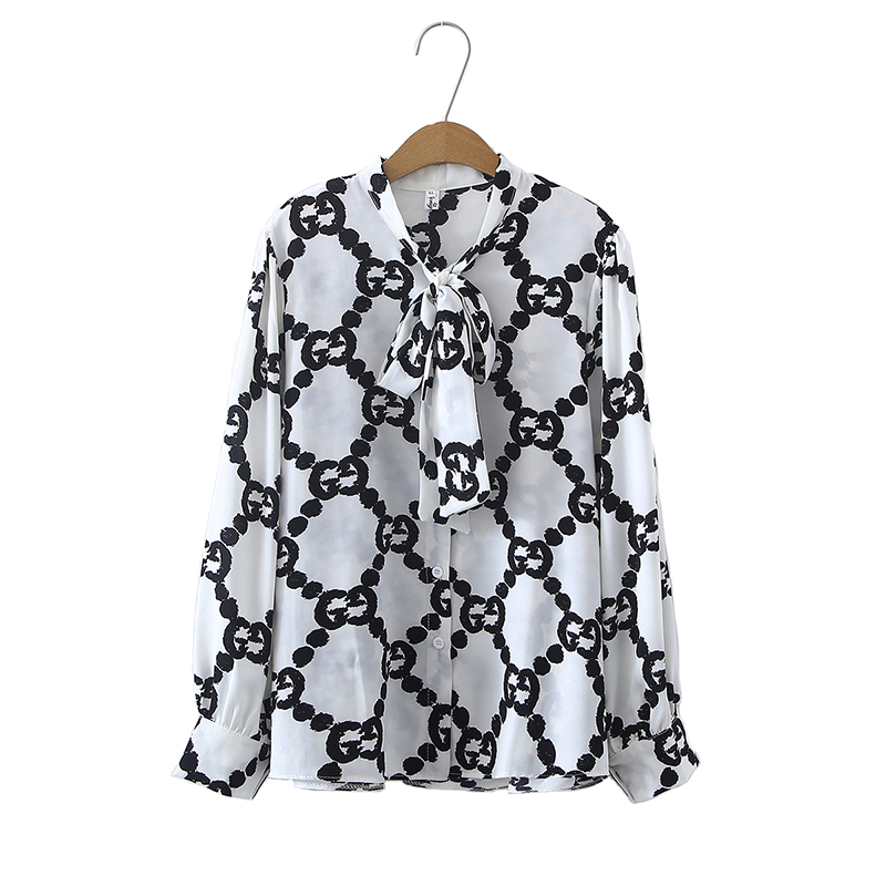 2022 Lady Woman Spring&Autumn Fashionable Tie Neck Circular Chain Print Chiffon Shirt, White
2022 Lady Woman Spring&Autumn Fashionable Tie Neck Circular Chain Print Chiffon Shirt, White