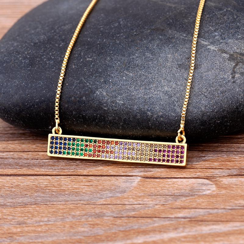 Pendant Necklaces Fashion European And American Colorful Long Strip Geometric Zircon Rainbow Copper Gold Plated Crystal Jewelry GiftPendant
Pendant Necklaces Fashion European And American Colorful Long Strip Geometric Zircon Rainbow Copper Gold Plated Crystal Jewelry GiftPendant