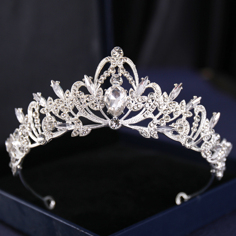 Silver Color Crysta Crowns And Tiaras Baroque Vintage Crown Tiara For Women Bride Pageant Prom Diadem Wedding Hair Accessories 220726
