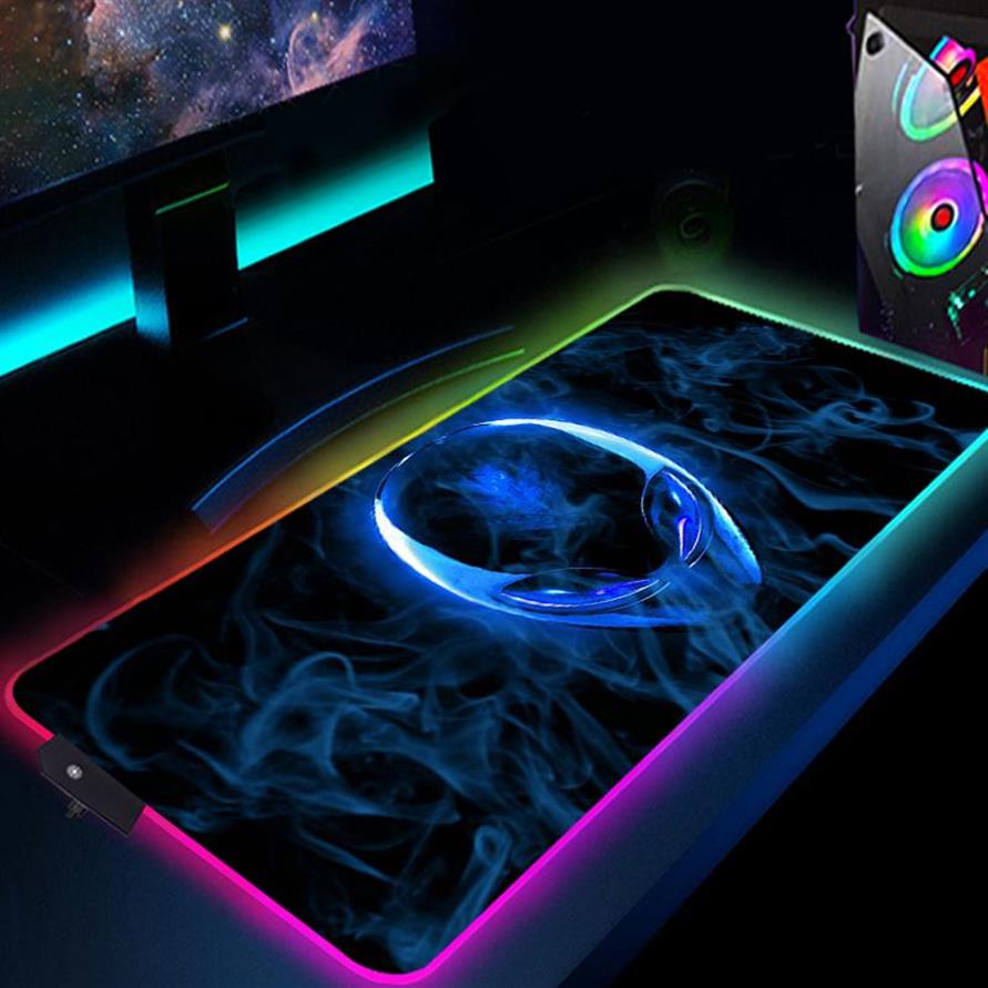 Mouse Pads Wrist Rests Mousepad RGB 900x400 LED Gamer Pad Alienware Rubber Extended Keyboard Mat Computer Accessories Gaming Cus