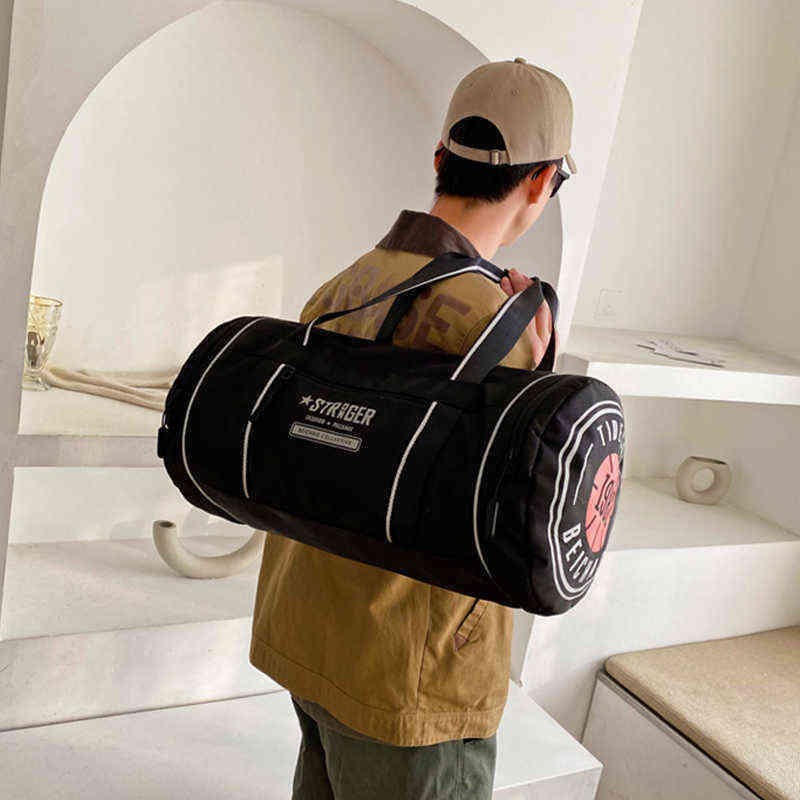 Brand Round Barrel Oxford Cloth Travel Bag Women Fashion Shoulder Men Fitness Couple Crossbody Shoe s for 220608