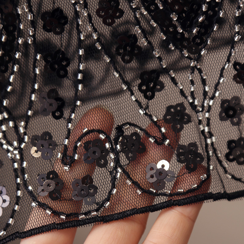 Fashion Women Bead Work Camis Femme Lady Sexy Club Camisole Bling Shiny Sequined Tanks Top 220325