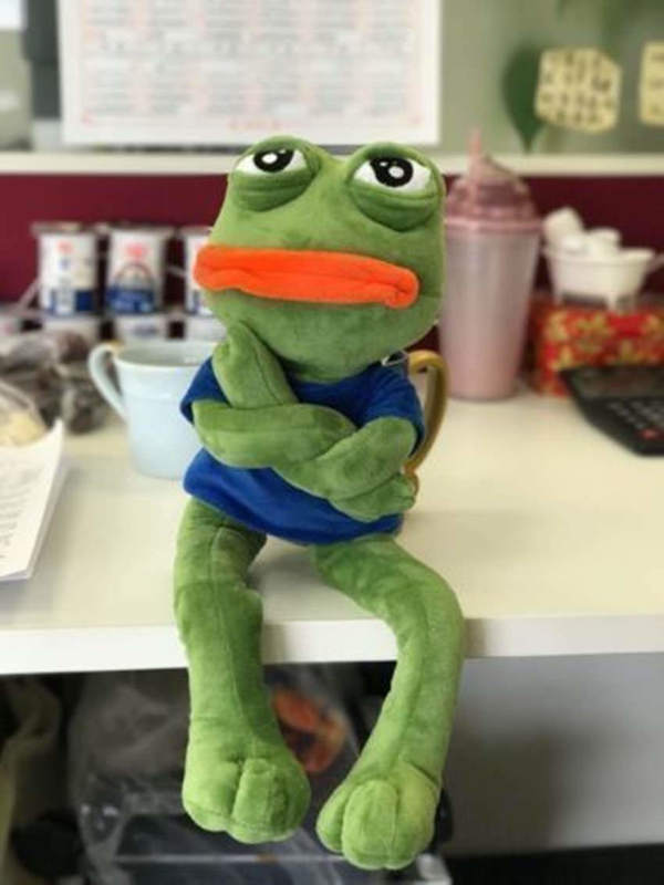 45cm Sad Frog Plush Toy Soft Stuffed Pillow Magic Expression Pepe The Sad Frog Animal Plush Doll Birthday GIfts For Kids 220712