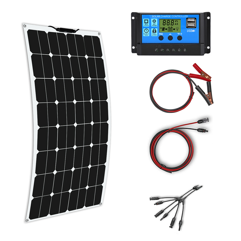 100W-1000W Flexible Solar Panels 12V-24V Solar System Kit Monocrystalline Cell Module 10A-100A Controller for Off Grid Battery Charge RV Boat Trailer Crestech168, Black
100W-1000W Flexible Solar Panels 12V-24V Solar System Kit Monocrystalline Cell Module 10A-100A Controller for Off Grid Battery Charge RV Boat Trailer Crestech168, Black