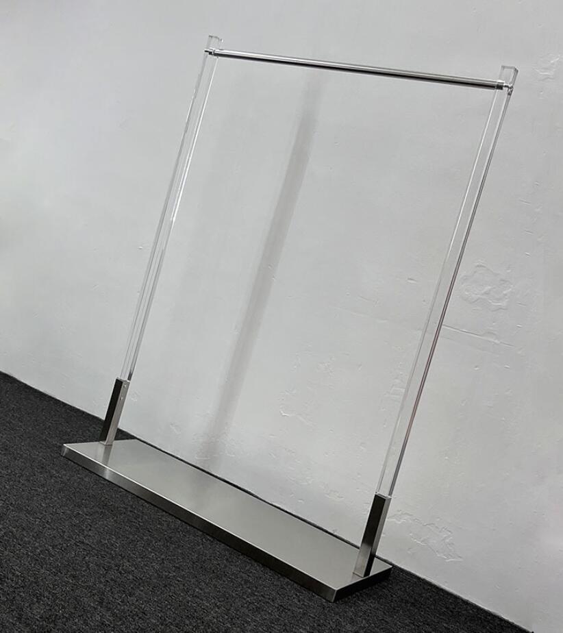 Clothing store display rack Bedroom Furniture transparent solid acrylic stainless steel silver brushed floor stand women's middle island racks