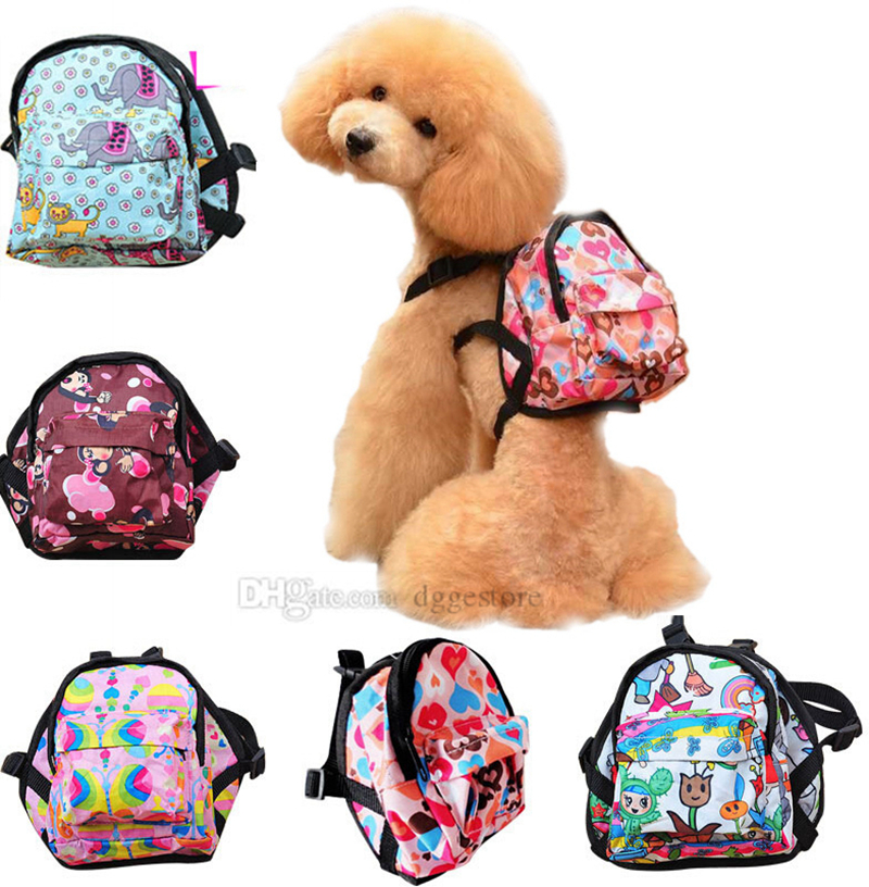 Harness and Leashes Set Multi-functional Dog Backpack Adjustable Saddle Bag 5 Colors K11