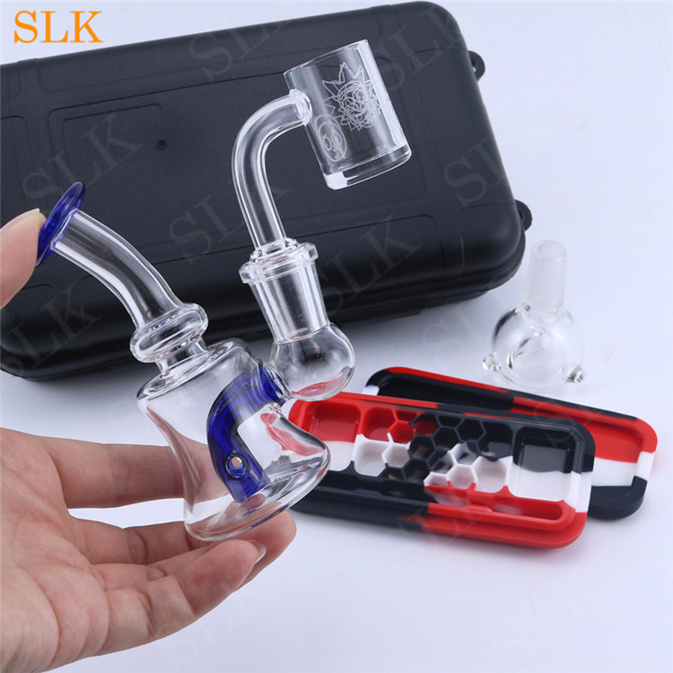 

Mini Beaker Water Pipe Hookah 5 in 1 Glass Smoking Pipes Set Shisha Tobacco Bongs Oil Rig Thick Glass Smoke Filter Kit