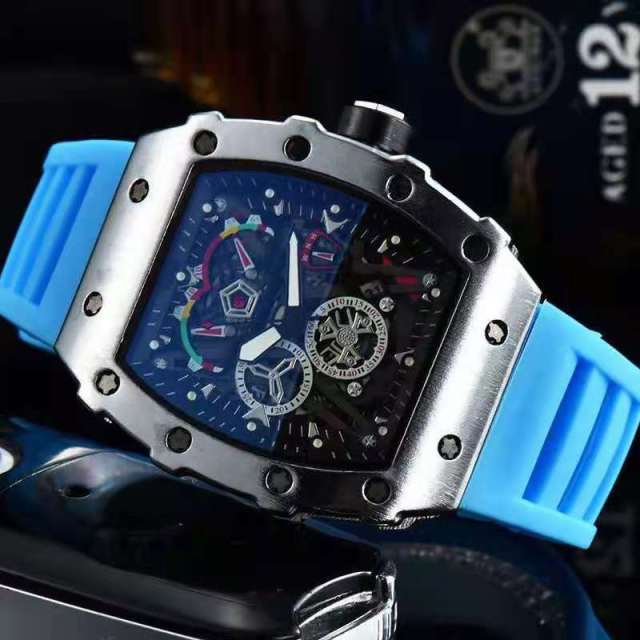 3-pin new men's watch top luxury watch men's quartz automatic watch male clock, Red