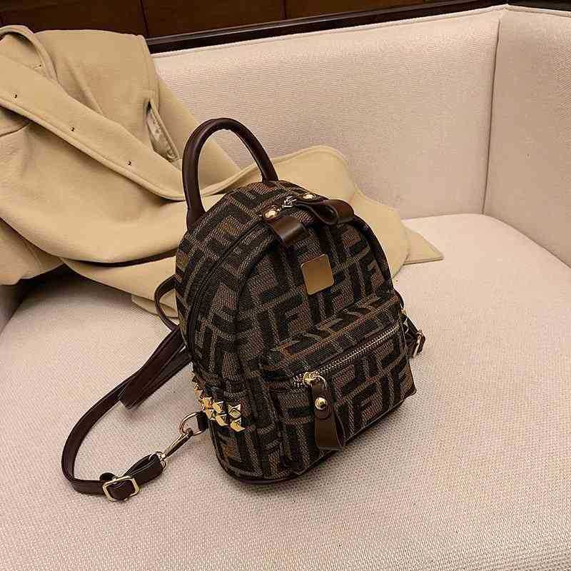 54% OFF designer bags Women's Korean fashion F letter canvas Brown rivet backpack large capacity Backpack, Large brown size
54% OFF designer bags Women's Korean fashion F letter canvas Brown rivet backpack large capacity Backpack, Large brown size