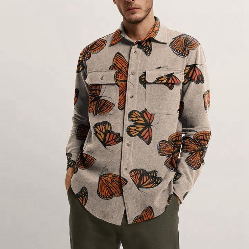 Men's Jackets Casual Turn-down Collar Button Jacket Coat Vintage Butterfly Print Autumn Outerwears For Men Spring Long Sleeve Pocket Overcoa, Black;brown
Men's Jackets Casual Turn-down Collar Button Jacket Coat Vintage Butterfly Print Autumn Outerwears For Men Spring Long Sleeve Pocket Overcoa, Black;brown