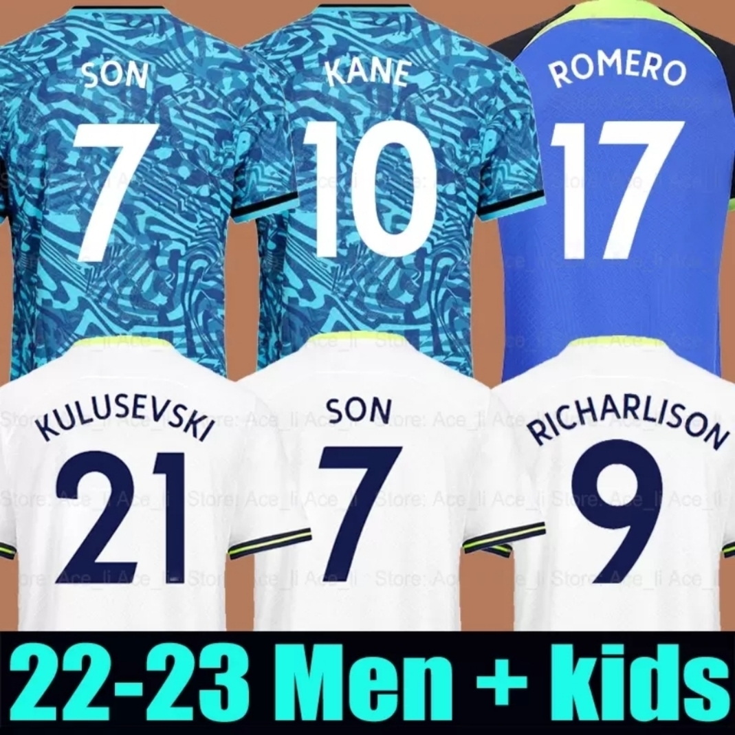 22 23 RICHARLISON KANE SON home away Soccer Jerseys KULUSEVSKI Tottenham HOJBJERG SPURS SKIPP 2022 2023 LUCAS ROMERO Football shirt SPURS Third Men kids baby kit sets, Adult third+patch1
22 23 RICHARLISON KANE SON home away Soccer Jerseys KULUSEVSKI Tottenham HOJBJERG SPURS SKIPP 2022 2023 LUCAS ROMERO Football shirt SPURS Third Men kids baby kit sets, Adult third+patch1