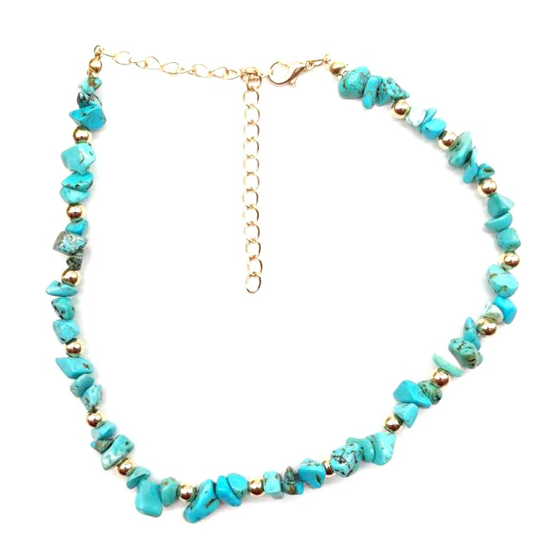 New Fashion Rainbow Color Natural Stone Choker Necklace Handmade Gravel Jewelry