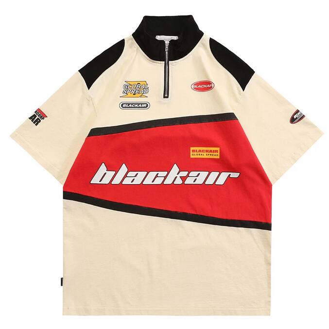 Motorcycle style T-shirt printed half zipper Polo stand collar Unisex Men's clothes Hiphop streetwear oversize
Motorcycle style T-shirt printed half zipper Polo stand collar Unisex Men's clothes Hiphop streetwear oversize