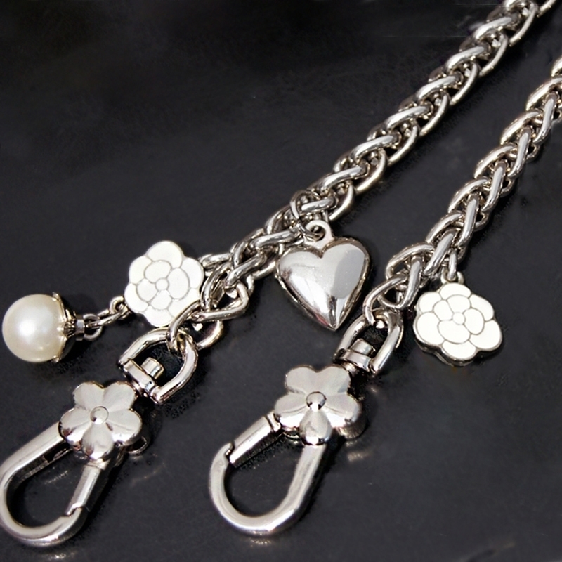 DIY 40cm160cm Replacement Silver Metal Chain Shoulder Straps for Bags Handbags Accessories 8mm Thick Bag Chain Handles Straps 210302