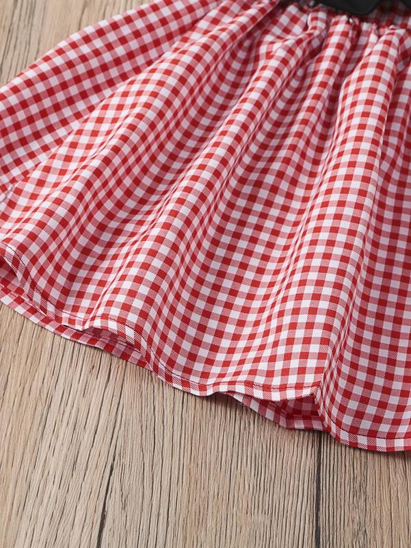 Toddler Girls Gingham Bow Front Puff Sleeve Tee & Skirt SHE
