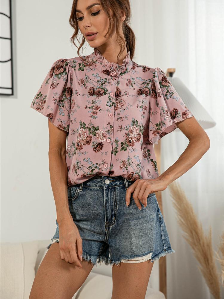 Women' Blouses & Shirts Fashion Blouse Summer 2022 Style Ladies Clothing Printed Lotus Leaf Collar Single Breasted Office Casual TopsWomen, Pink
Women' Blouses & Shirts Fashion Blouse Summer 2022 Style Ladies Clothing Printed Lotus Leaf Collar Single Breasted Office Casual TopsWomen, Pink