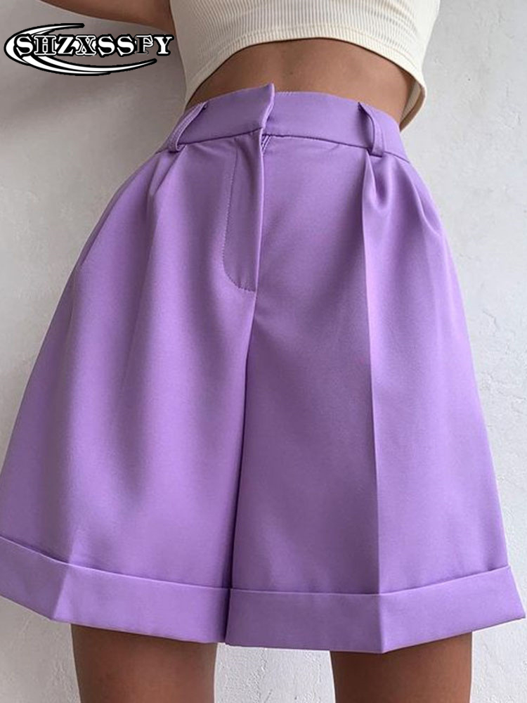 Short High Waist Pocket Zipper Cotton Casual Womens Summer Shorts Loose Fashion Suits with Shorts Solid Womens Shorts 220611