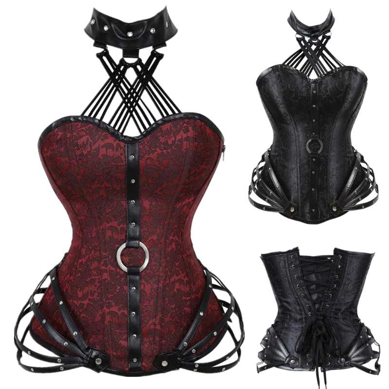 Bustiers & Corsets Halter Neck Corset Top Gothic Steampunk And Plus Size Corselete Black Red Leather Korset Body ShapewearBustiers
Bustiers & Corsets Halter Neck Corset Top Gothic Steampunk And Plus Size Corselete Black Red Leather Korset Body ShapewearBustiers