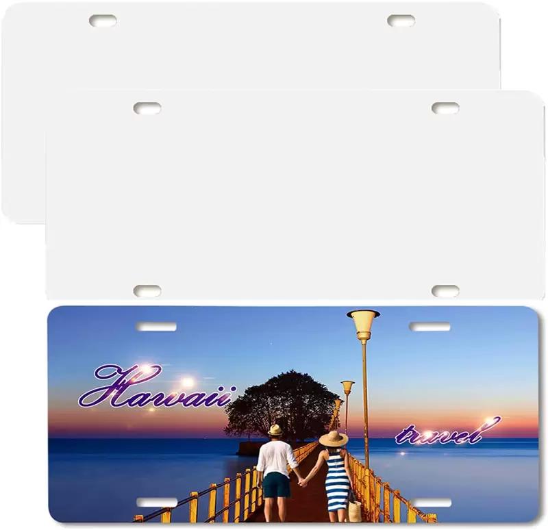 3x6inch 4x7 6x12inches 4 Holes Sublimation Aluminum License Plate Decor Blank White Advertising Plates DIY Custom Logo Car Number Sheet AA