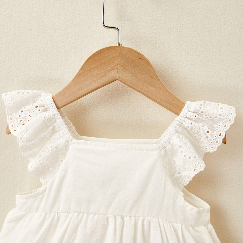 Baby Girls Clothes Flying Sleeve Lace Dress Bodysuits Korean Style Toddler Summer Outfit 220426