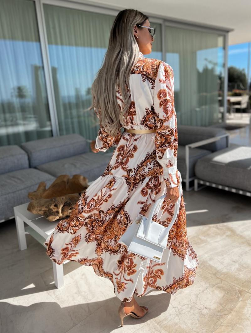 dress casual dresses spring fashion woman dress long sleeve vneck vintage printed female chiffon loose front split women beach dresscasual designer dr