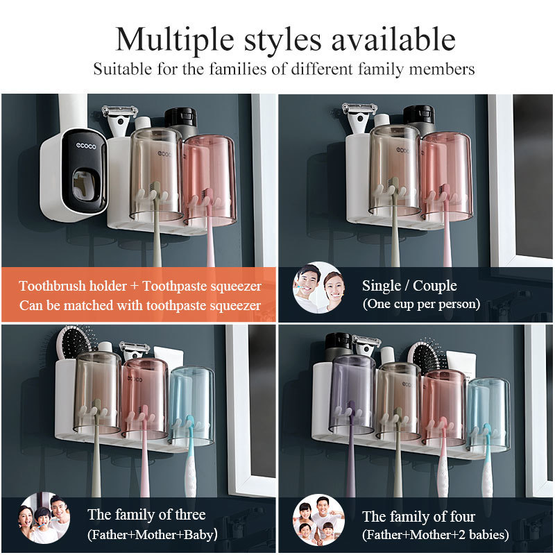 Wall-Mounted Toothbrush Storage Holder Automatic Toothpaste Squeezer Dispenser Multi-Function Bathroom Accessories Organizer Set 220401