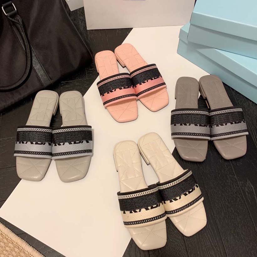 

2022 Summer new style Slippers Sandals Sliders triangular logo embroidered letters sponge one word with open-toe sandals 06, #1