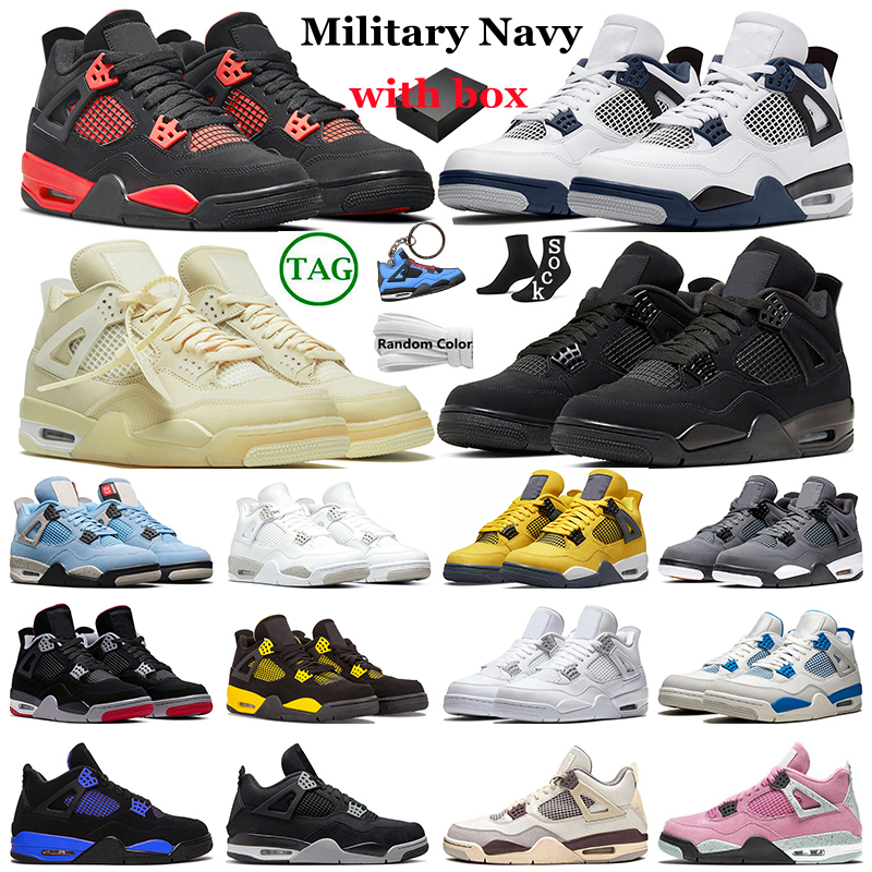 with box 4 4s Basketball Shoes Men Women Military Navy Red Thunder Infrared Black Cat University Blue Sail Cool Grey White Oreo Mens Trainers Sport Sneakers, #11
with box 4 4s Basketball Shoes Men Women Military Navy Red Thunder Infrared Black Cat University Blue Sail Cool Grey White Oreo Mens Trainers Sport Sneakers, #11