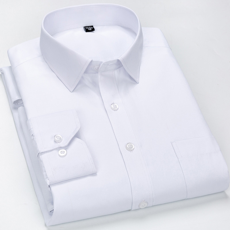 Plus Size 8xl Large Men's Dress Shirts Oversized Long Seeve Solid Mens Office Business Dark Blue White with Pocket 220322