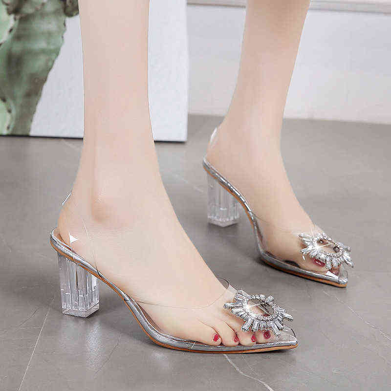 Womenshoes Large Rv Women's Shoes Transparent Rhinestone Sandals High Heels
