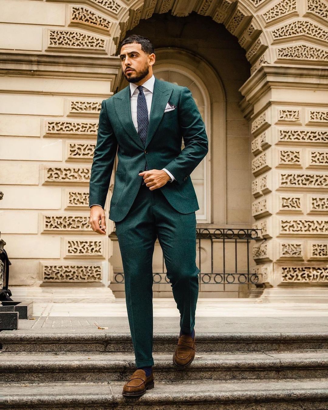 Business Suits Men Dark Green Tuxedos Two Button Groom Dinner Formal Evening Wedding Birthday Party Wear Blazer 2 Pieces