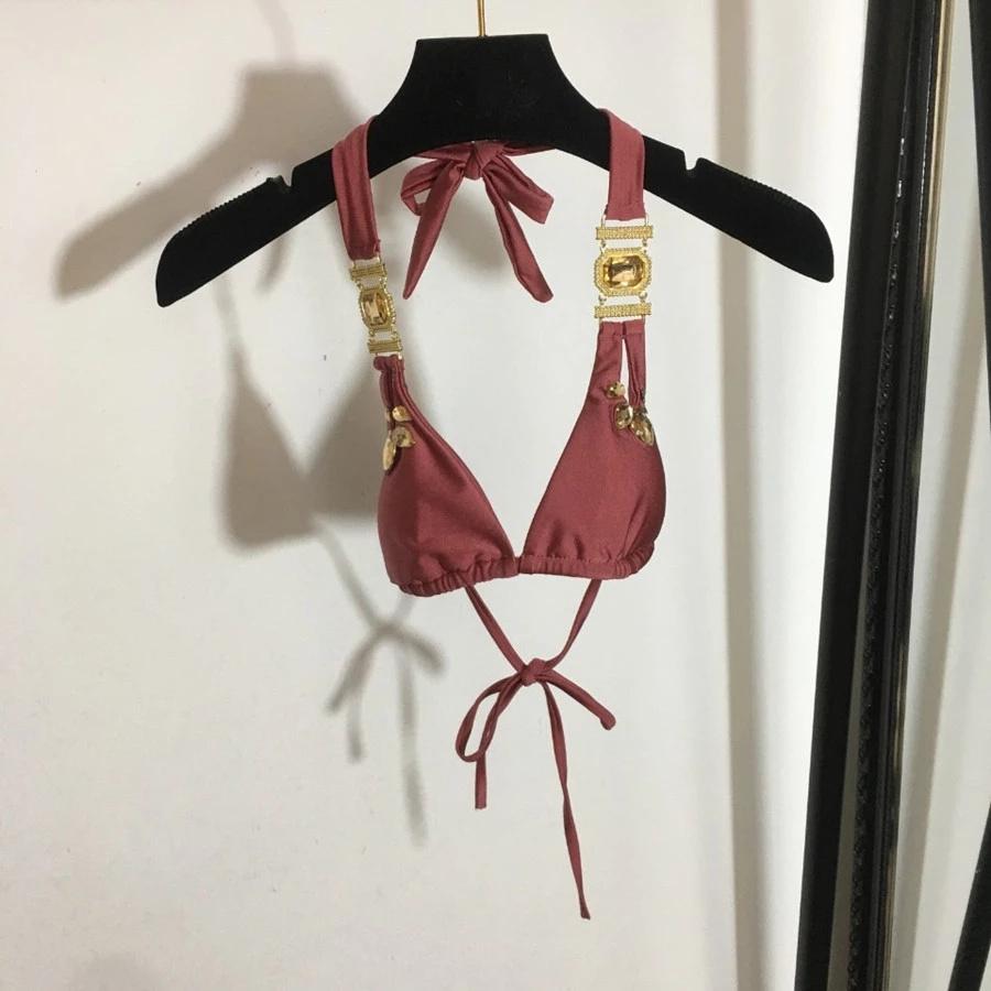 Mix 3 Colors Bikini Diamond Swimsuit Crystal Women Swimwear Bandage Halter Bikinis Set Brazilian Rhinestone Beachwear Push Up Bikini