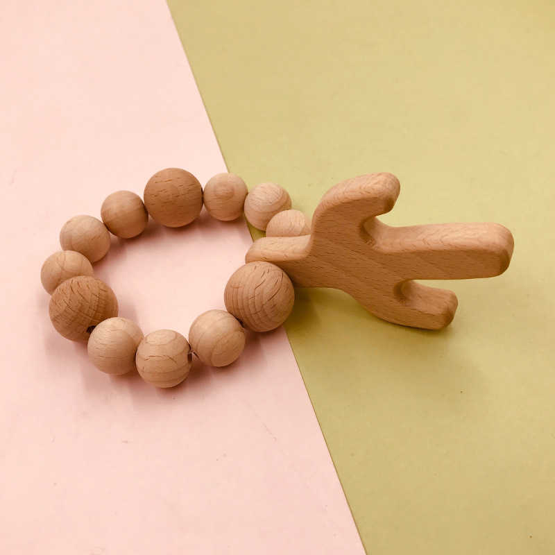 Natural Wooden Pacifier Ring clips Teethers for Baby Health Care Accessories Infant Fingers Exercise Toys Colorful Silicon Beaded Soother