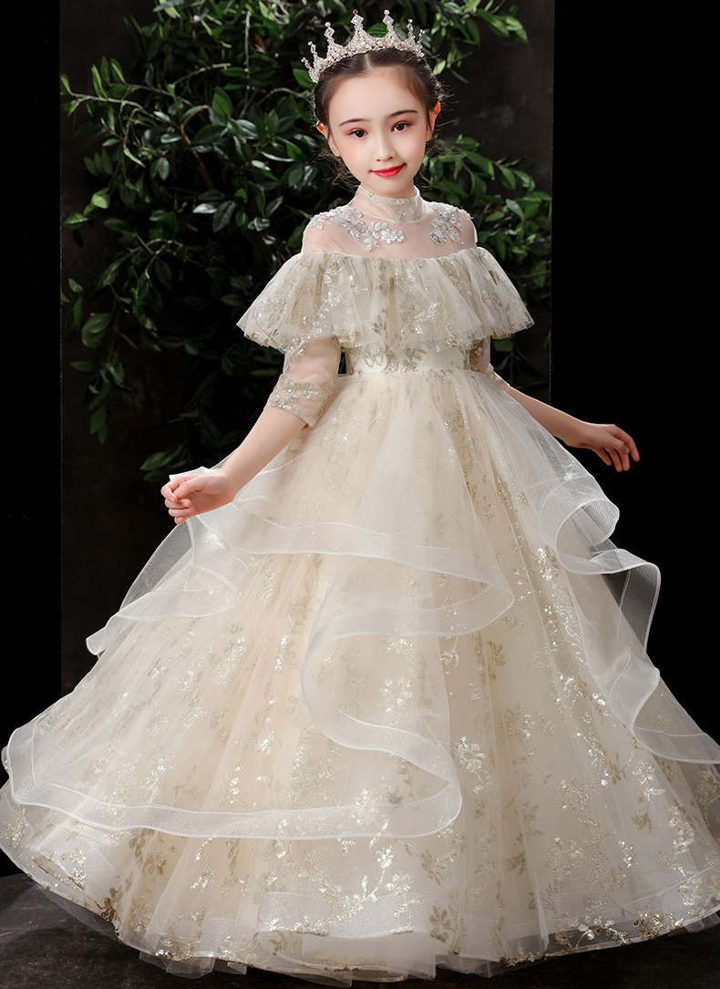 2023 Cute Flower Girls Dresses Jewel Neck Flowers Birthday Communion Children Girl Pageant Gowns