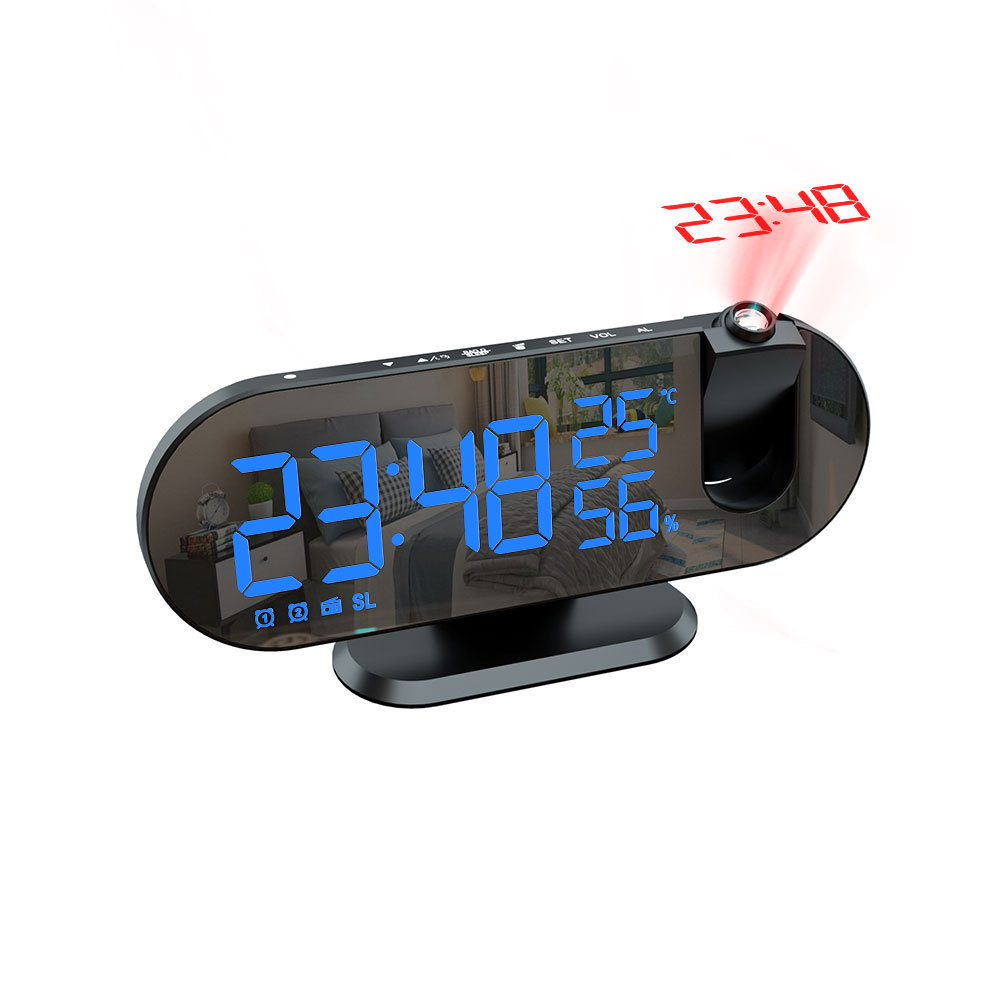 LED Digital Timers Alarm Clock Table Watch Electronic Desktop Clocks USB Wake Up FM Radio Time Projector Snooze Function 2 Alarm