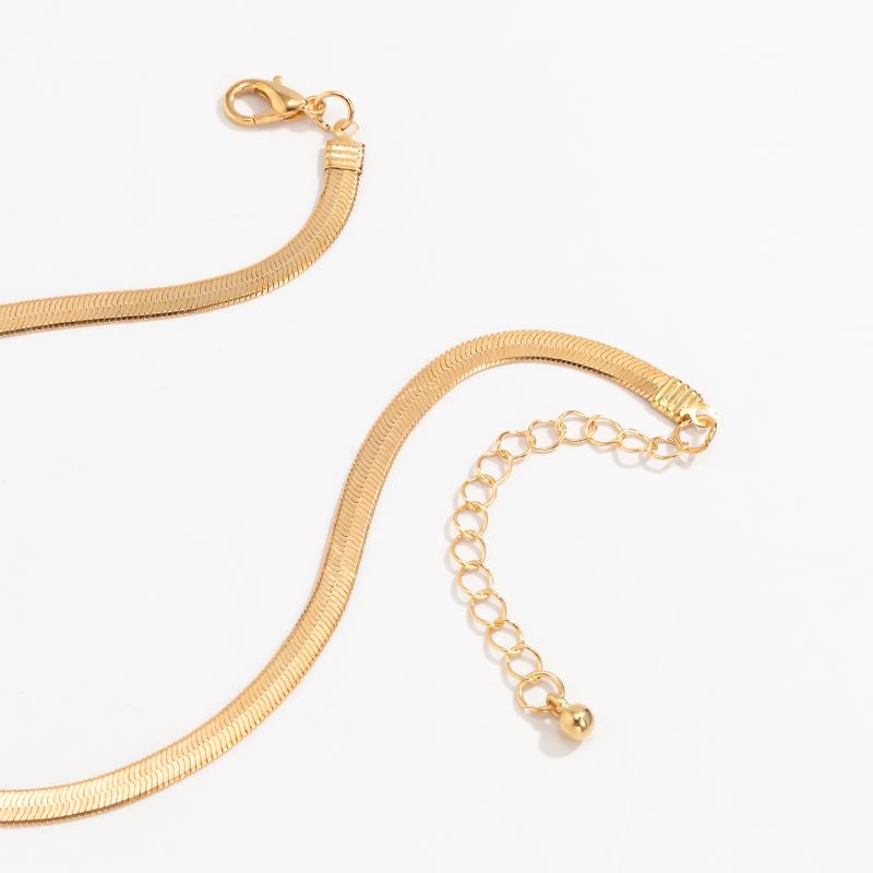 Anklets Gothic Basic Simple Flat Blade Snake Chain Bracelet On The Leg For Men Women Punk Gold Color Copper Anklet Kpop Foot Jewelry
