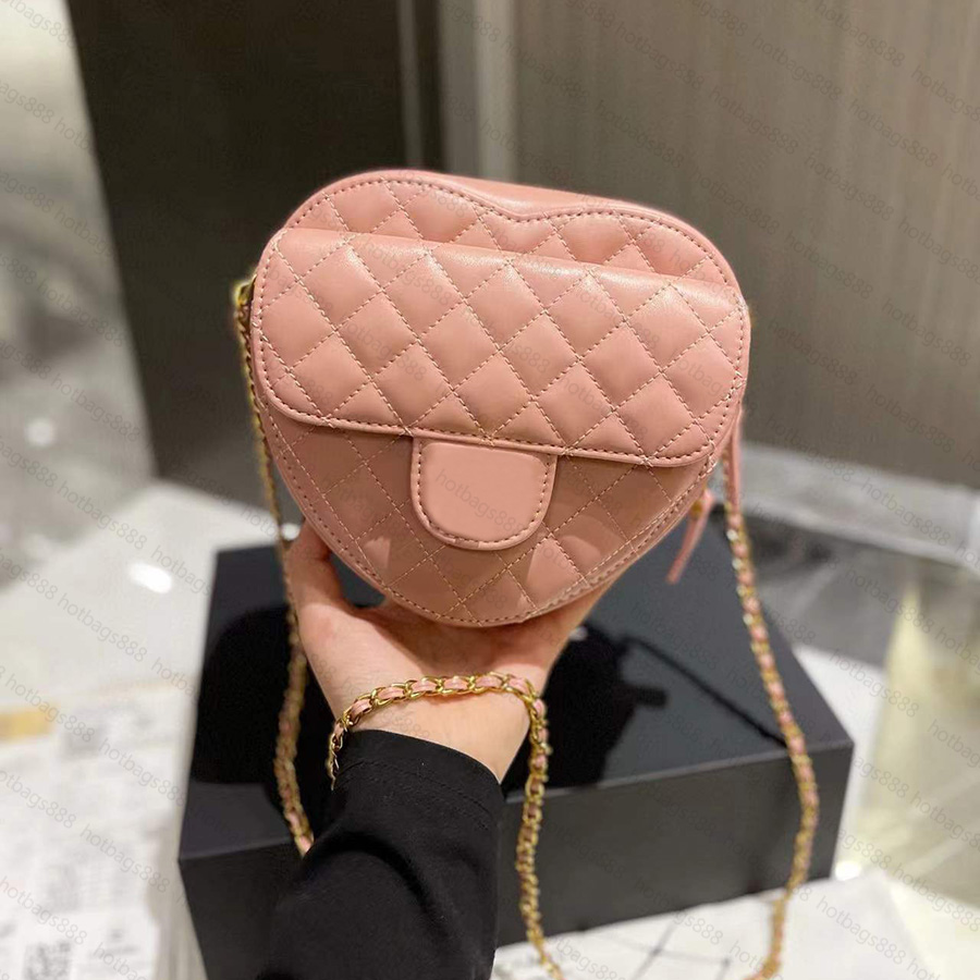 Designer Handbag Tote Women Shoulder Bags Chain Crossbody Bag Fashion quilted heart leather female Famous Purse Bag, White