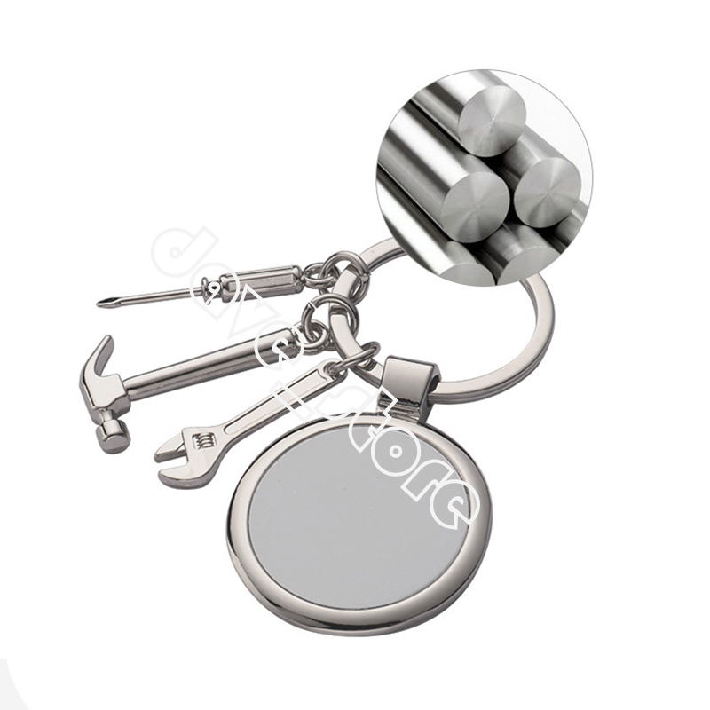 Sublimation Blank Stainless Steel Keychain Pendant Hammer Wrench Tool Heat Transfer Keychain Key Chain Father's Day Gift Keyring