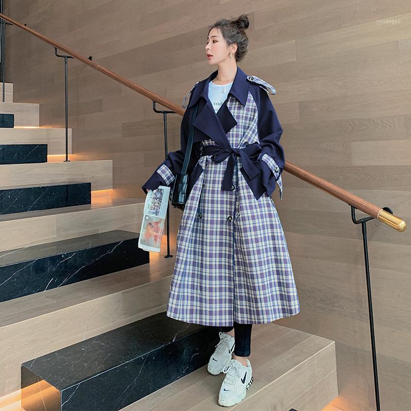 Women' Trench Coats Windbreaker 2022 Spring Autumn Korean Style Loose Stitching Plaid Long Lapel Fashion Double Breasted Coat Female PY6, Blue
Women' Trench Coats Windbreaker 2022 Spring Autumn Korean Style Loose Stitching Plaid Long Lapel Fashion Double Breasted Coat Female PY6, Blue