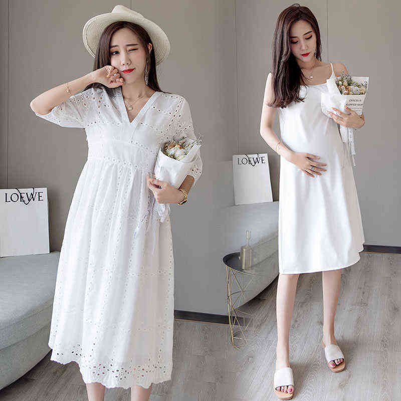 V Neck High Waist Maternity Party Dress Sweet Lovely Hollow Out Cotton Clothes for Pregnant Women Pregnancy Two piece set 2021 G220418, White
V Neck High Waist Maternity Party Dress Sweet Lovely Hollow Out Cotton Clothes for Pregnant Women Pregnancy Two piece set 2021 G220418, White