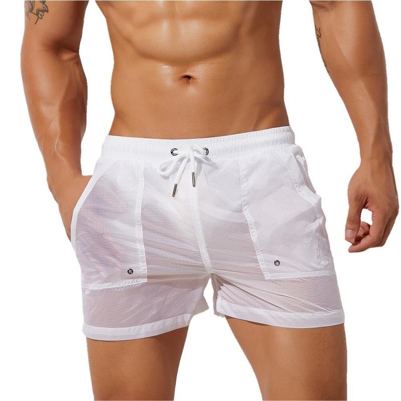 Summer Board Shorts Mens Beach Surfing Sexy Transparent Nylon Quick-dry Aquatics Gyms Bathe Swim 220425